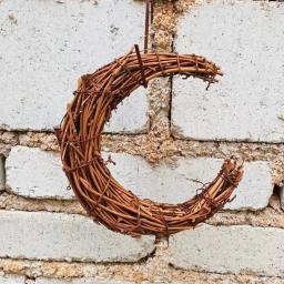 Mubarak Rattan Wreath Circle para porta da frente, aros DIY, videira guirlanda, forma da lua, artesanato para decoração de Natal, verão, 2 pcs - Image 5