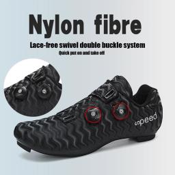 Sapatos de ciclismo profissional para homens e mulheres, impulsionador respirável de sola dura, ciclismo de estrada, sapatos de bloqueio, SPD, sapatos de competição - Image 5