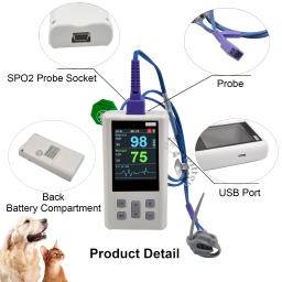 Oxímetro de pulso portátil para veterinário, monitor de freqüência cardíaca com memória, vital, SPO2, PR, PI, adulto, neonatal, animais domésticos, hospital, clínica, agregado familiar - Image 2