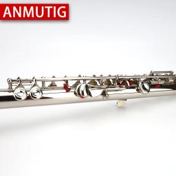 ANMUTIG-C Flauta chave, cuproníquel, prata niquelado, instrumento de concerto com E, fechar e abrir buracos, 16, 17 - Image 5