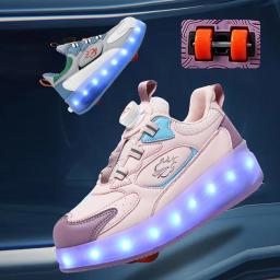 Patins de couro para estudantes, calçados esportivos com fivela rotativa, alta qualidade, 4 rodas, tamanho 29-41, 2022, alta qualidade - Image 1