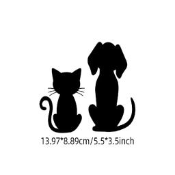 Premium adesivos de vinil impermeável decalque, decalques de animais pretos, cão e gato amor, laptop, telefone acessório, capacete, carro, janela, 2pcs - Image 4