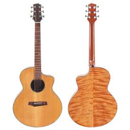 Flame Maple Back Acoustic Guitar, 40 Polegada Folk, High Gloss, Solid Spruce, Wood Top, Instrumentos de música, entrega rápida - Image 1