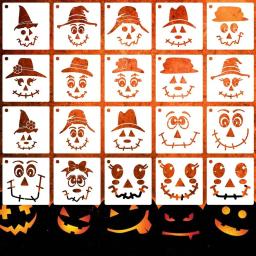 Reutilizáveis Halloween Desenho Aids, Projetos de Arte, Modelos, Estêncil Kit para Pintura em Parede De Madeira, Tecido Rock Sign, DIY, 24Pcs - Image 2