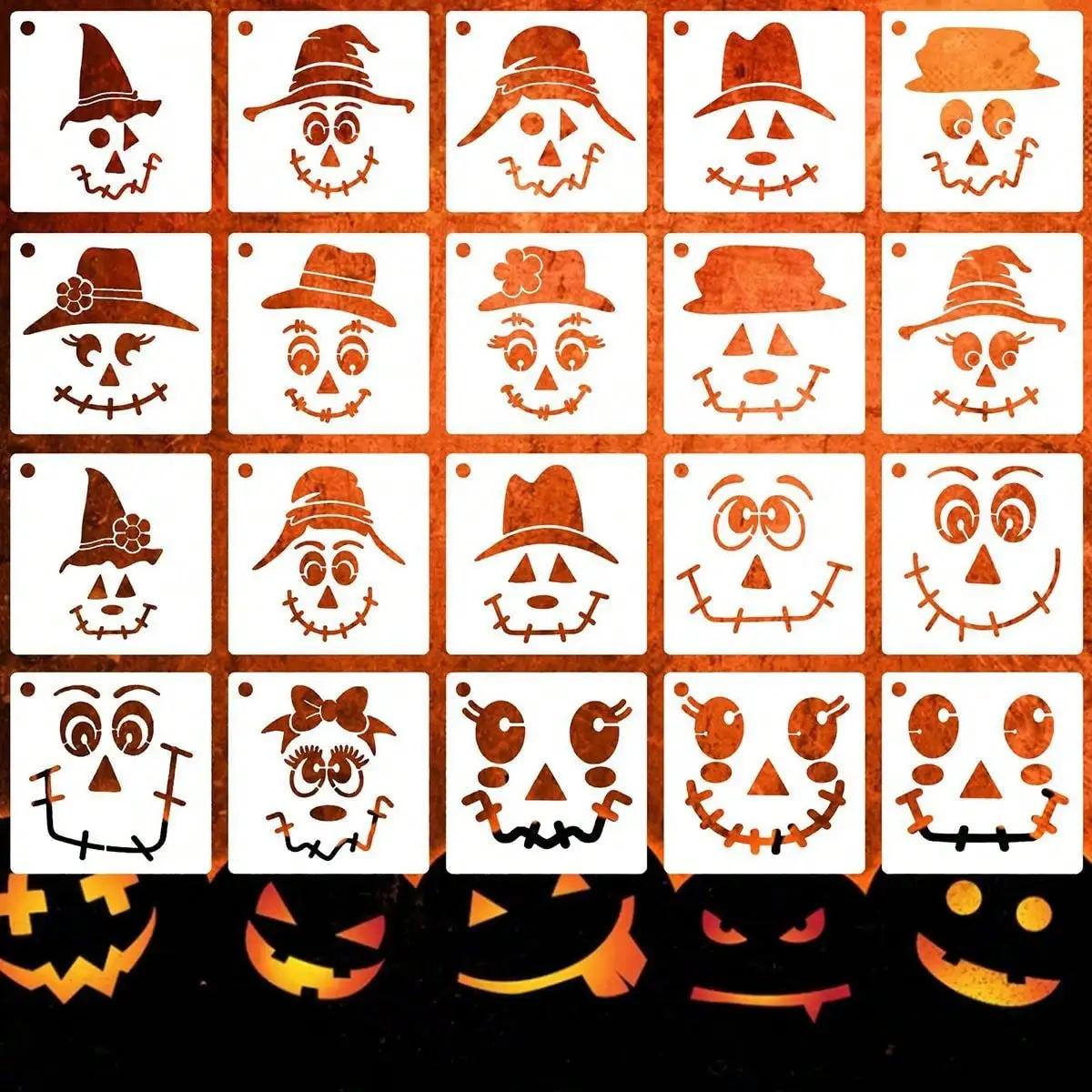 Reutilizáveis Halloween Desenho Aids, Projetos de Arte, Modelos, Estêncil Kit para Pintura em Parede De Madeira, Tecido Rock Sign, DIY, 24Pcs - Image 1