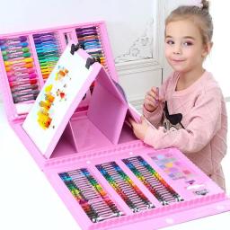 Conjunto de arte educacional para crianças, pintura, aquarela, lápis, lápis, lápis, caneta de água, Doodle Drawing Board Kit, Kids Gift, 42-208pcs - Image 2