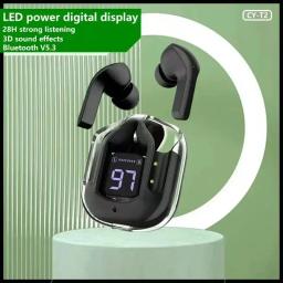 Novo t2 tws sem fio bluetooth fone de ouvido transparente enc power display digital fones som estéreo para todos os smartphones - Image 3