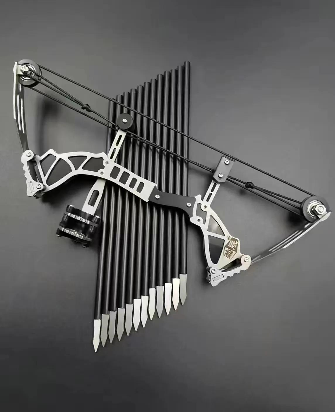 12lbs tiro com arco mini conjunto de arco composto de aço inoxidável arco e flecha em miniatura lazer interior descompressão polia arco tiro - Image 1