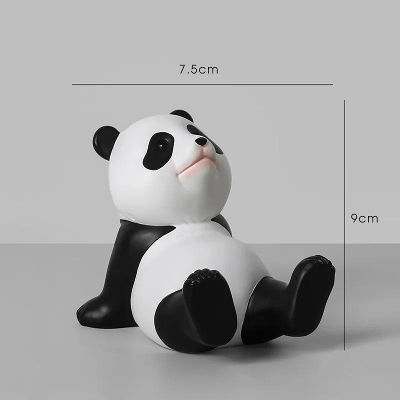 Estatuetas panda para celular interior, suporte universal para celular, escultura moderna de resina, estátua para casa e escritório, decoração de mesa - Image 1