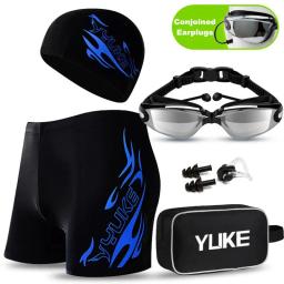 Conjunto de natação para homens, troncos, óculos, boné, bolsa de transporte, roupa de banho, shorts, maiô, boxers de praia, maiô plus size - Image 1