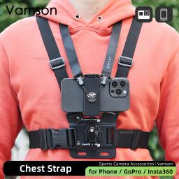 Vamson-Chest Strap Phone Holder, Arnês do Corpo, Mount Belt para GoPro, 11, 10, DJI, Insta360, Sjcam, EKEN, Deriva, Action Camera Acessórios - Image 1