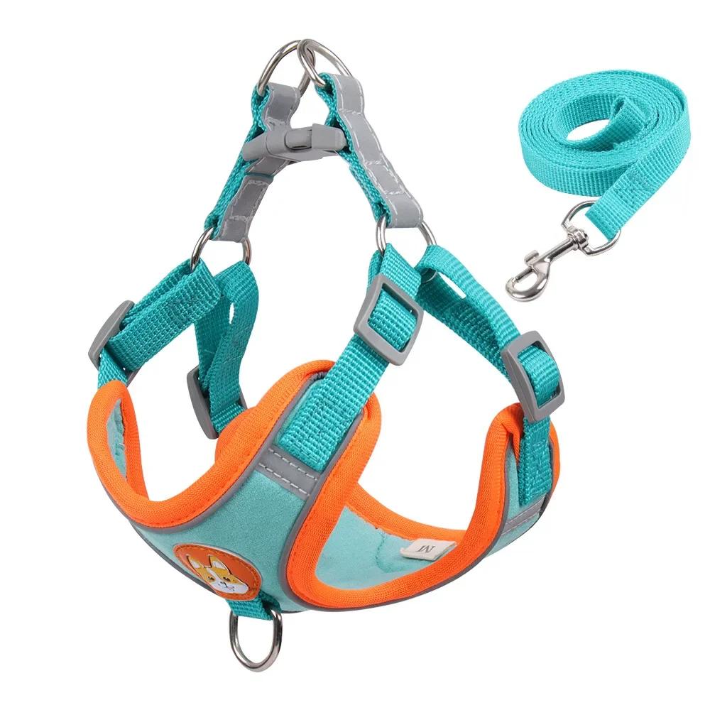 Ajustável Arnês e Trela Conjunto para Cães Pequenos e Médios, Colete de Arnês, Reflexivo Puppy Peito Strap, Pet Walking, Outdoor Supplies - Image 1