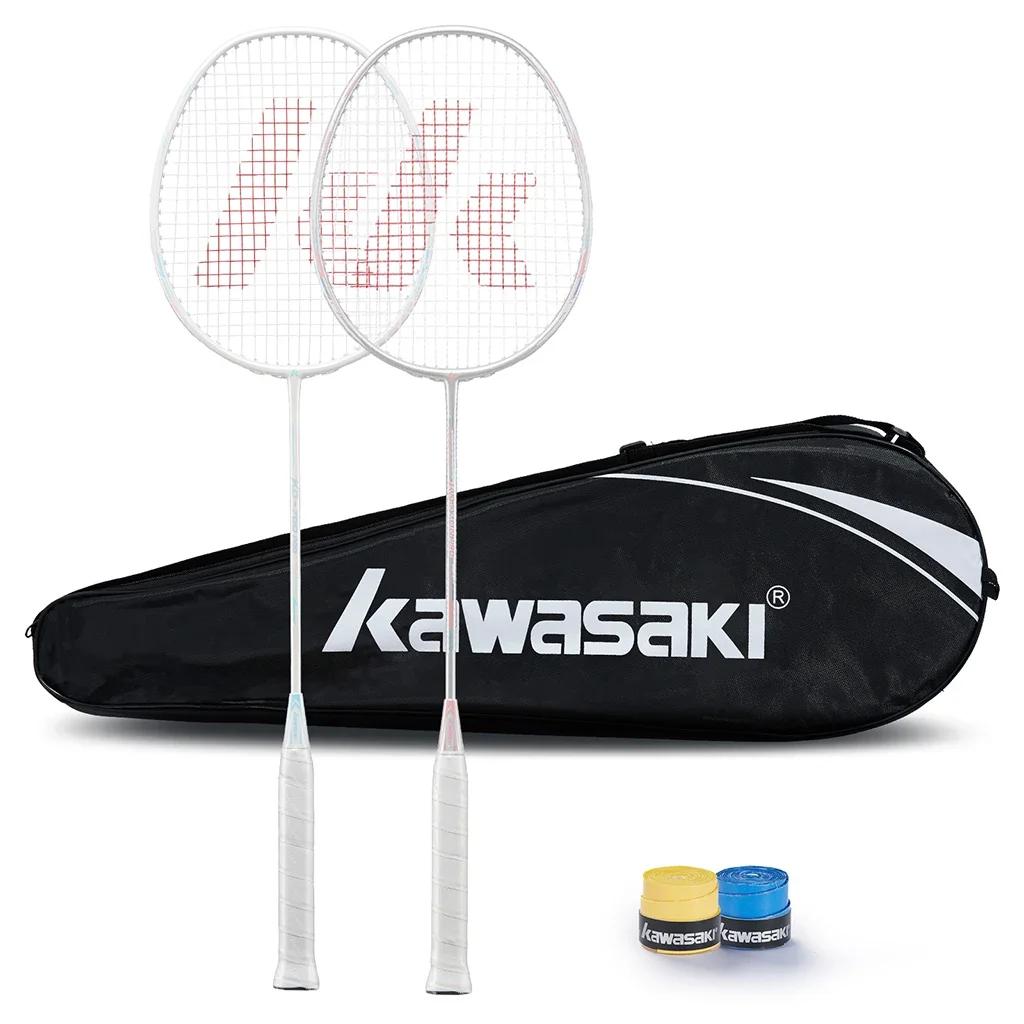 Conjunto de badminton Kawasaki duas raquetes com bolsa de badminton + 2 overgrips para prática de badminton KD-700 PRO - Image 1