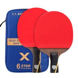 Huieson-Raquete De Tênis De Mesa, Pá De Pingpong, Lâmina De Fibra De Carbono, Espinhas Em Borracha, 2Pcs Par, 6 Estrelas - Image 1