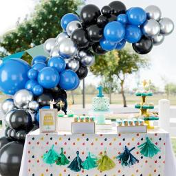 Kit Arco Balão Infantil, Festa de Aniversário, Graduação, Revelar Gênero, Decoração de Casamento, Guirlanda Prateada e Metal, Azul Royal e Preto - Image 3