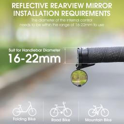 Bicicleta Vista Espelhos Convex Ajustável MTB Bicicleta Espelho Retrovisor Clear Handlebar End Acessórios portáteis para equipamentos ao ar livre - Image 3