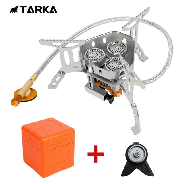 Fogão a Gás Tarka: Ideal para Camping, Caminhadas e Churrascos - 5800W com 3 Queimadores Dobráveis para Uso Ao Ar Livre
