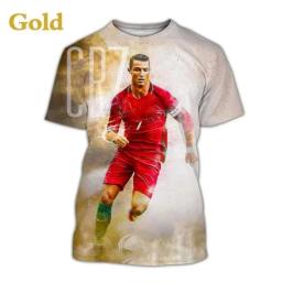 Cristiano Ronaldo estrela do futebol masculino camiseta estampada em 3D, camiseta extragrande, gola O, tops de manga curta, moda verão, nova - Image 6