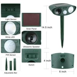 Ultrasonic Solar Animal Repelente, Pest Repeller, Alimentado, À prova d'água, Outdoor Forrepelling Moles, ratos, cobras - Image 5