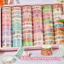 Fitas adesivas japonesas Washi, Fita Adesiva Decorativa, Papelaria Scrapbook, Adesivos, Material Escolar, Bonito, 1,5 cm, 60 Pcs por Conjunto - Image 1