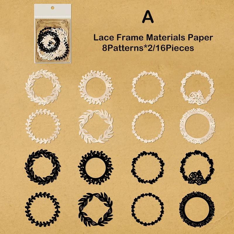 Journamm-Recorte Quadro Craft Paper, DIY Scrapbooking Materiais, Lixo Diário, Papelaria Colagem, Preto e Branco, Decoração, 16pcs por pacote - Image 1