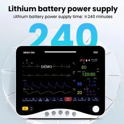 S80A 10,1 '' Multi-parâmetro operado por botão de 3 ou 6 parâmetros Monitor de paciente ICU monitoramento de sinais vitais - Image 4