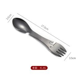 Multi-Funcional EDC kit prático para camping, ferramentas de sobrevivência ao ar livre, garfo, faca, colher, garrafa, abridor de latas, 5 em 1 - Image 4