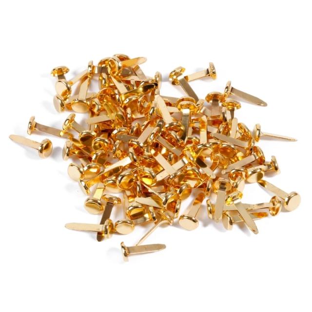 Pacote com 100 Mini Brads de Metal com Cabeça Redonda - Clipes para Papelaria G5AB