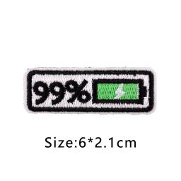 Remendos de bateria de celular bordado 3D bateria 1% 99% Emblemas Gancho e laço Mochilas Vestuário Emblema Applique - Image 6