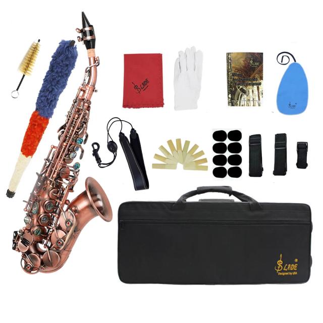 SLADE Saxofone Soprano Corpo de Latão Bb Profissional 10 Palhetas