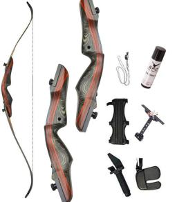 Preto caçador takedown recurvo arco 30-50 libras caça de madeira recurvo conjuntos arco e flecha conjunto longbow para caça alvo - Image 1