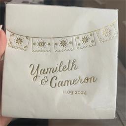 Guardanapos personalizados de coquetel, Banner de papel Picado, Decoração para casamento e festa, Guardanapos Fiesta Foil, 50Pcs - Image 2
