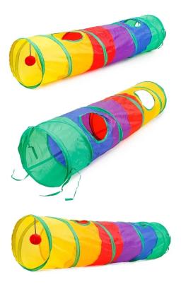 Brinquedo de túnel dobrável para gatos e animais de estimação Tubos de sino com impressão colorida de 2 furos Brinquedos para gatinhos Tubos de canal para cachorros e coelhos - Image 4