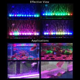 Led bolha de ar luz aquário lâmpada subaquática submersível tanque de peixes luz em mudança cor fazer oxigênio para tanque de peixes - Image 2