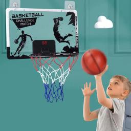 Aro de basquete portátil para crianças, eletrônico interno, porta infantil, iluminação LED, montado na parede, encosto à prova de estilhaçar - Image 2