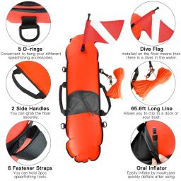 Flutuador De Segurança Inflável, Marcador De Superfície, Mergulho, Flutuador De Sinal Com Bandeira De Mergulho, Flutuabilidade Máxima, Caça Submarina, Natação, 78LBS - Image 4