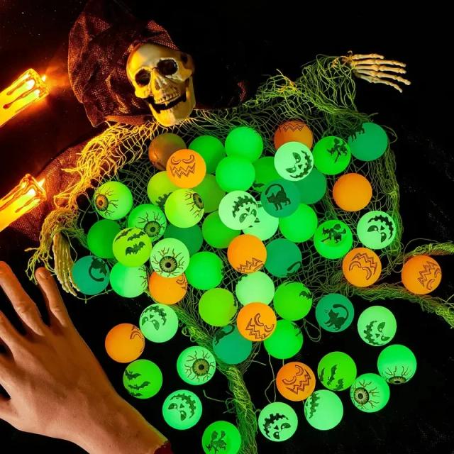 Bolas Brilhantes de Halloween: 40 Peças Saltitantes com Designs Assustadores para Festas e Sala de Aula