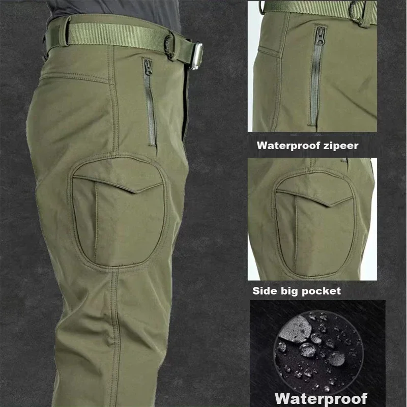 Conjunto de treino impermeável masculino, jaqueta softshell, terno tático térmico, roupa de pesca, camping, caminhada, inverno - Image 3