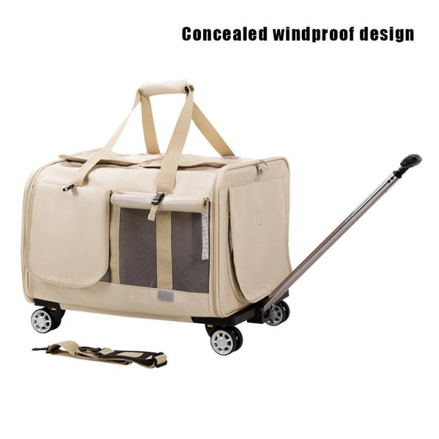 Trolley Portátil de Transporte para Animais com Dois Compartimentos - Gaiola Isolada Extragrande e Respirável para Cães e Gatos