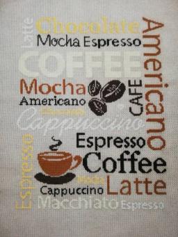 Coffee Letter Chocolate Kit Ponto Cruz, Linha Algodão, Linho Bordado Canvas, Bordado DIY, Design, 14ct, 18ct - Image 4