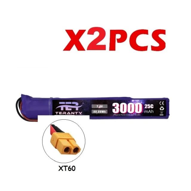 Bateria Lipo 2S 7.4V 3000mAh para Brinquedos Elétricos e Pistolas de Água com Conector Tamiya