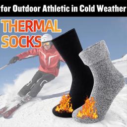 2 pares pacote meias térmicas de inverno para homens mulheres meias isoladas em tempo frio ao ar livre caminhadas esqui neve quente grosso meias aquecidas - Image 3