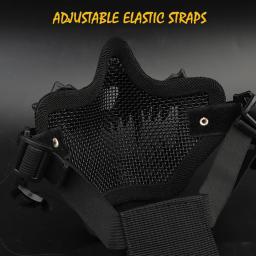 Airsoft máscara tática, respirável aço malha máscara protetora para paintball, meia face, equipamentos de segurança ciclismo ao ar livre - Image 3
