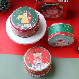 Redonda Metal Presentes De Natal Caixa De Embalagem, Caixa De Armazenamento De Cookies, Latas De Doces, Presente De Decoração De Natal Para Crianças, Novo - Image 2