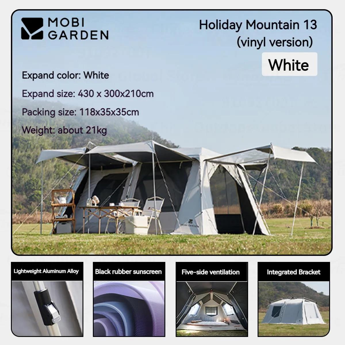 JARDIM MOBI-Barraca de acampamento automática à prova d'água, Revestimento Preto, Grande Espaço, 27 ㎡ Costagem, Tenda ao ar livre, 13 Protetor solar, Tenda UV, PU3000 - Image 1