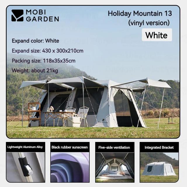 Barraca de Acampamento Automática à Prova d'Água Mobi: Ampla Tenda UV 27㎡ com Revestimento Preto e Proteção Solar PU3000