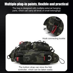 Saco de ombro pesca multifuncional pacote cintura 600d náilon grande multi bolso à prova dwaterproof água caso carretel pesca enfrentar caixas - Image 4