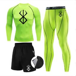 Conjuntos de Compressão Atlética Anime Berserk Print masculino, Treino de ginástica, Ternos Fitness, Rash Guard Camisola, Tops, Calças, Shorts, 3 pcs - Image 5