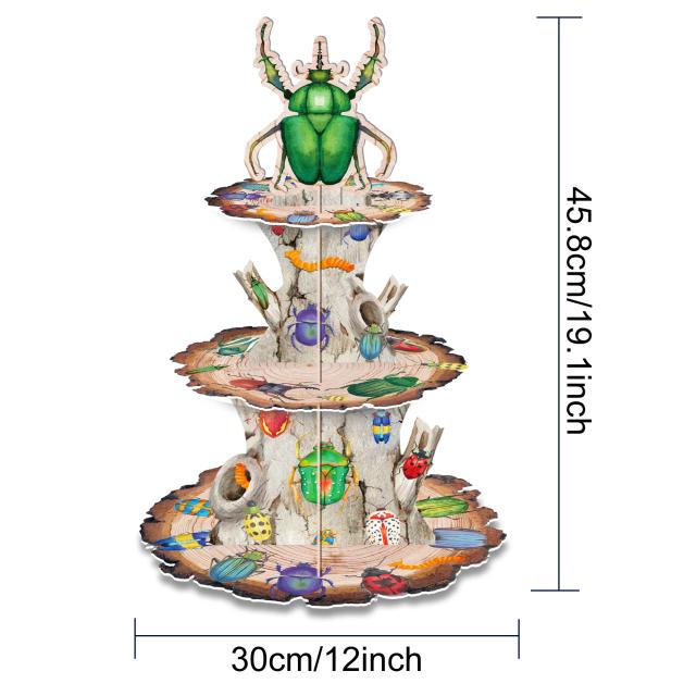 Bolo Stand Multicamadas com Joaninhas e Animais - Decoração Temática para Aniversários e Chás de Bebê