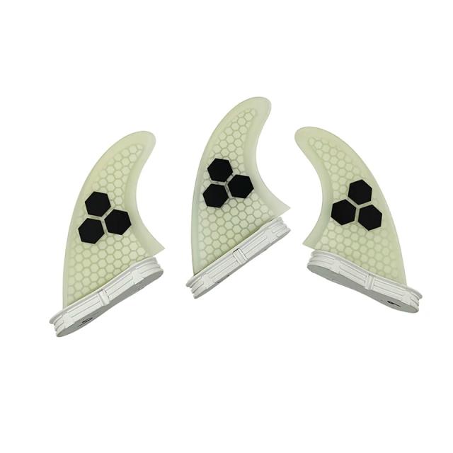 Fins de Surf UPSURF-FCS 2 Medium Short Board com Setup Tri Quilhas Honeycomb para Pranchas de Fibra de Vidro e Funboards - Conjunto com 3 Peças
